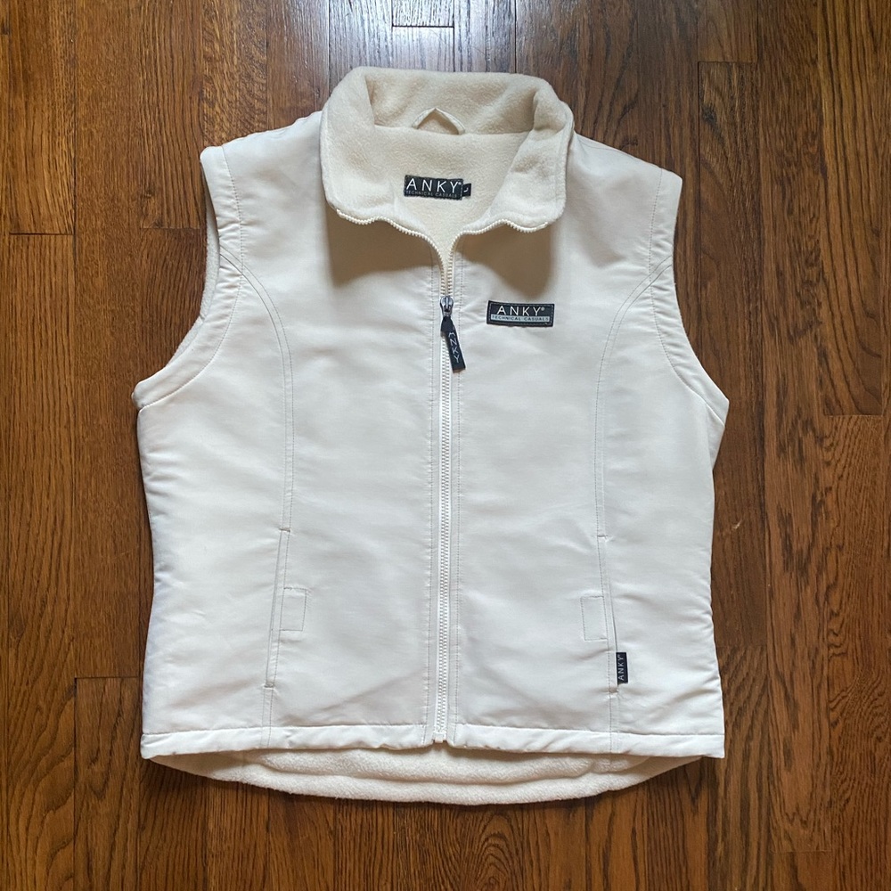 ANKY Technical Casuals Equestrian Dressage White Vest Size Large Fleece Lined